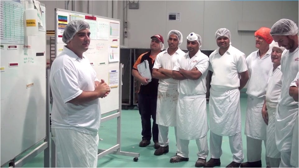 stand up meeting in a laboratory